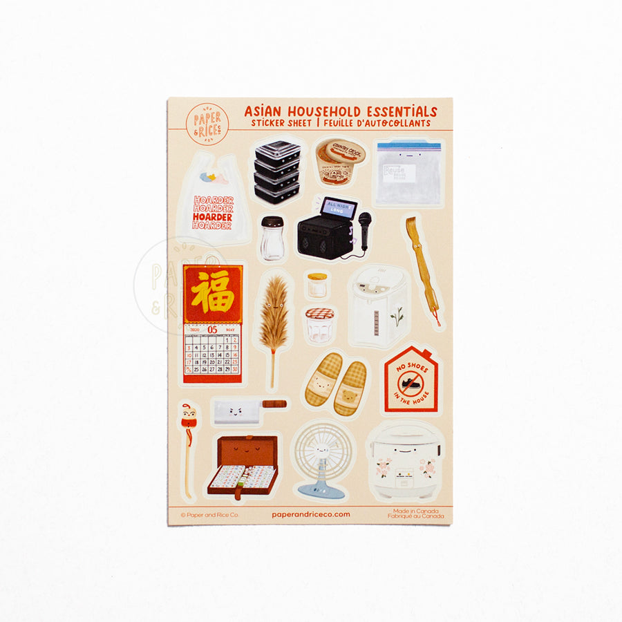 Asian Household Essentials Sticker Sheet