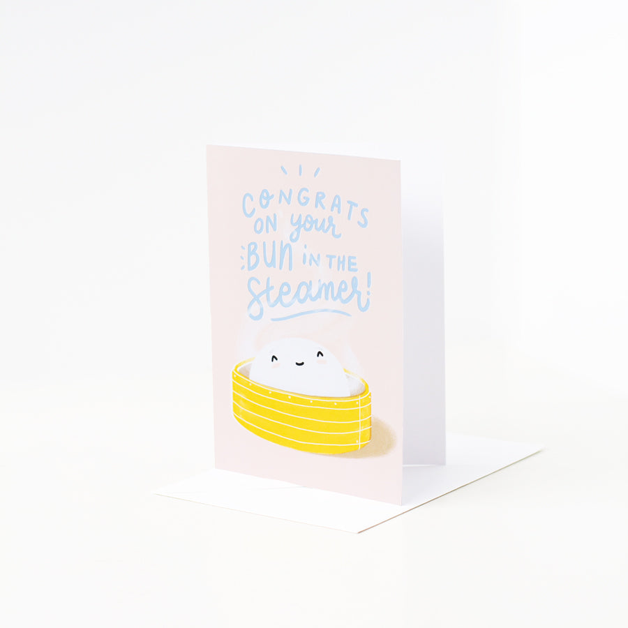 Bun in Steamer Asian Greeting Card