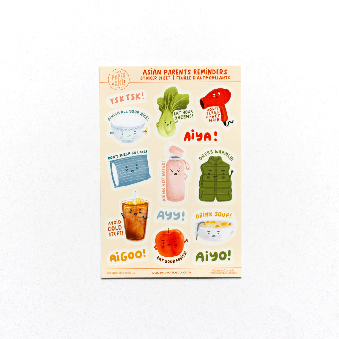 Asian Parents Reminders Sticker Sheet