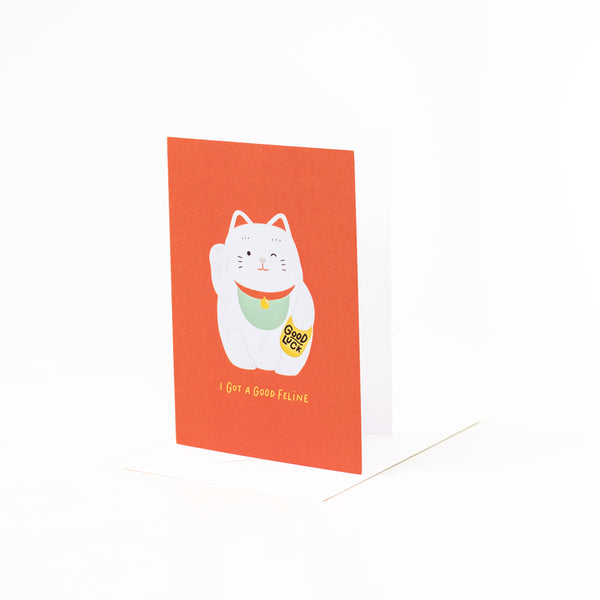Maneki Neko Good Feline Asian Greeting Card